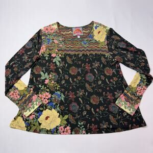 Johnny Was Favorite Tee Womens Medium Floral Boho Bamboo Knit Top T10721-7